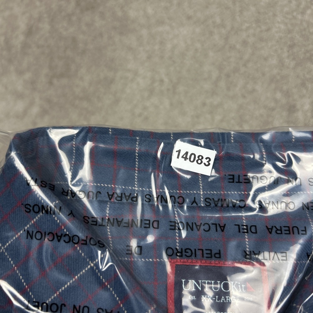Untuckit Flannel Shirt Mens 2XL Blue Plaid Button Up Long Sleeve Casual Balar - Picture 9 of 9